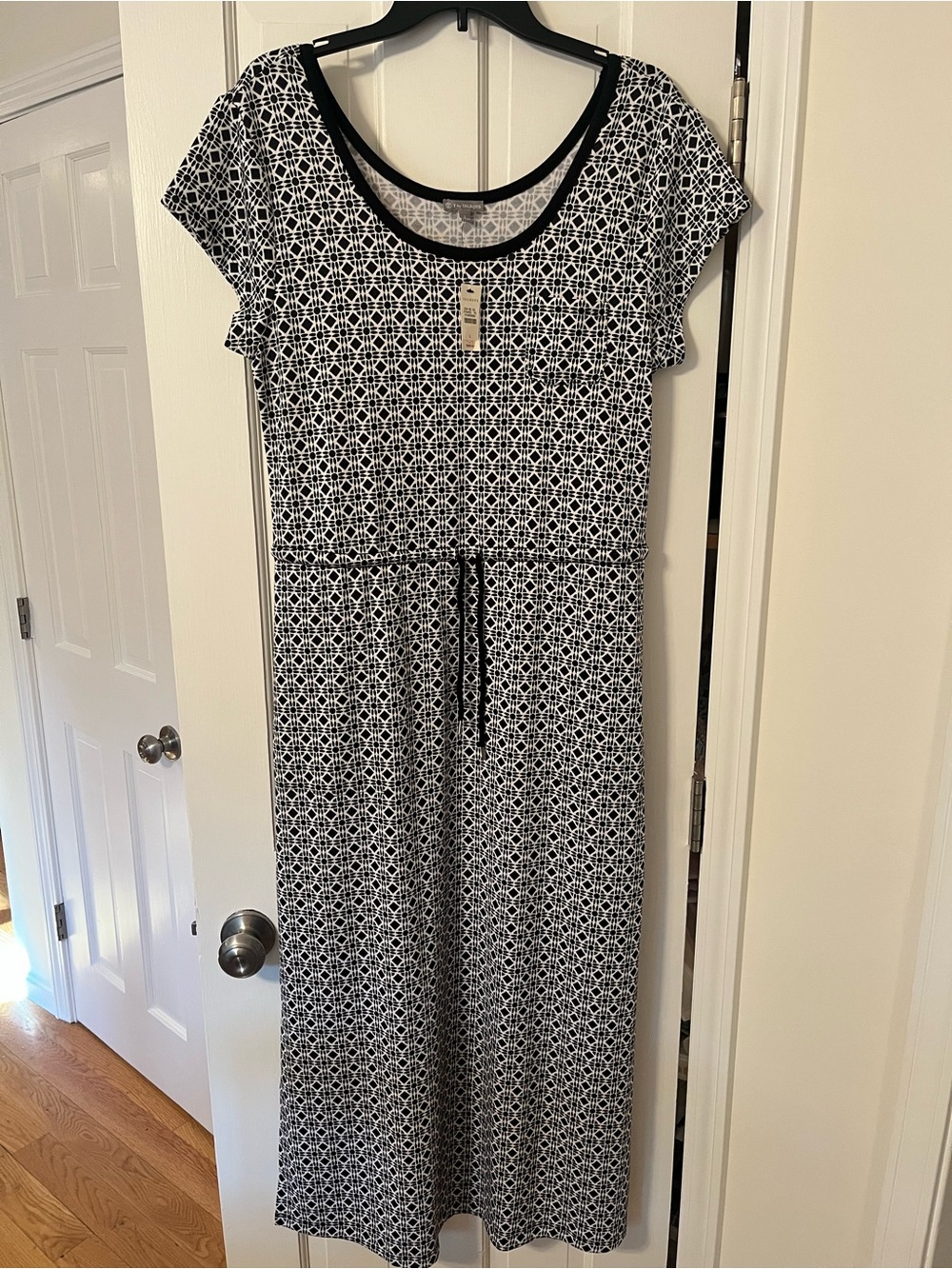 Talbots Black and White Geometric Maxi Dress NWT